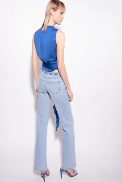 Jeans|PINKO Jean Flare A Lacets Delavage Clair Vintage