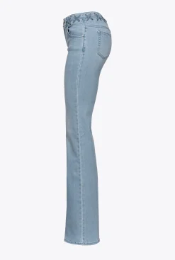 Jeans|PINKO Jean Flare A Lacets Delavage Clair Vintage