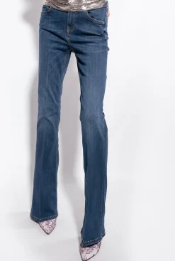 Jeans|PINKO Jean Flare En Denim Super Stretch Delavage Moyen Fonce