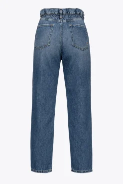 Jeans|PINKO Jean Mom Fit Avec Ceinture Love Birds Delavage Vintage Moyen