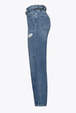 Jeans|PINKO Jean Mom Fit Avec Ceinture Love Birds Delavage Vintage Moyen