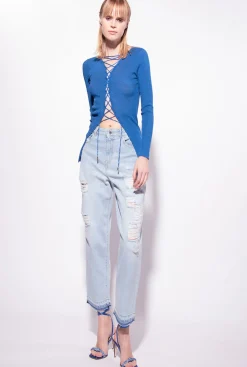 Jeans|PINKO Jean Mom Fit Dechire Delavage Clair