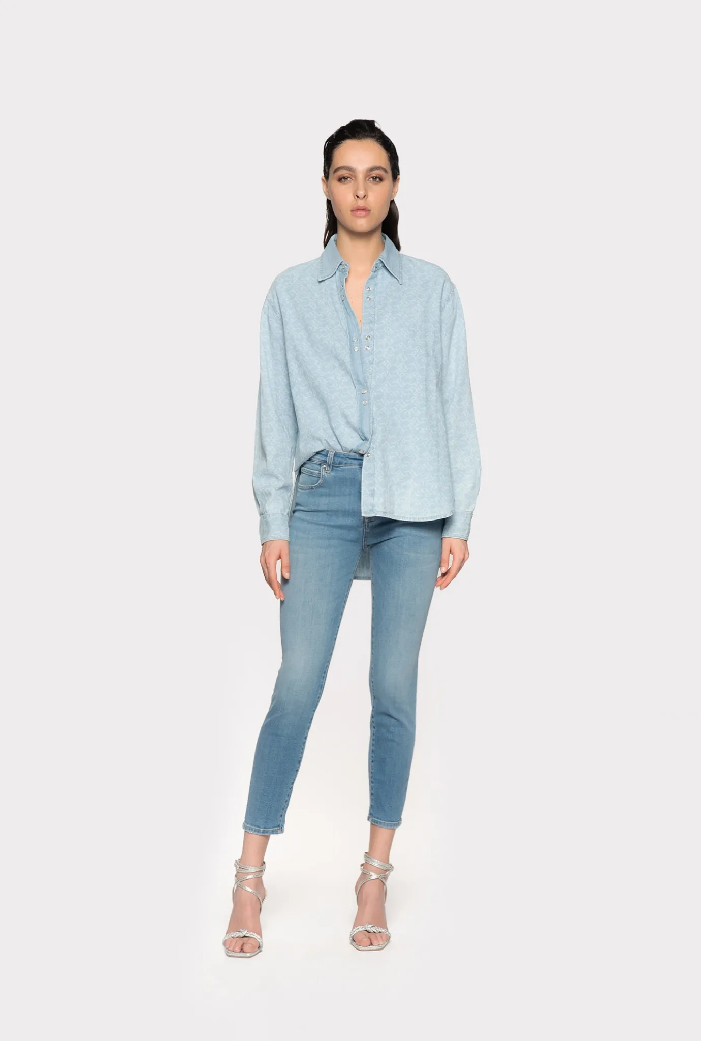 Jeans|PINKO Jean Skinny En Denim Bleu Stretch Delavage Clair