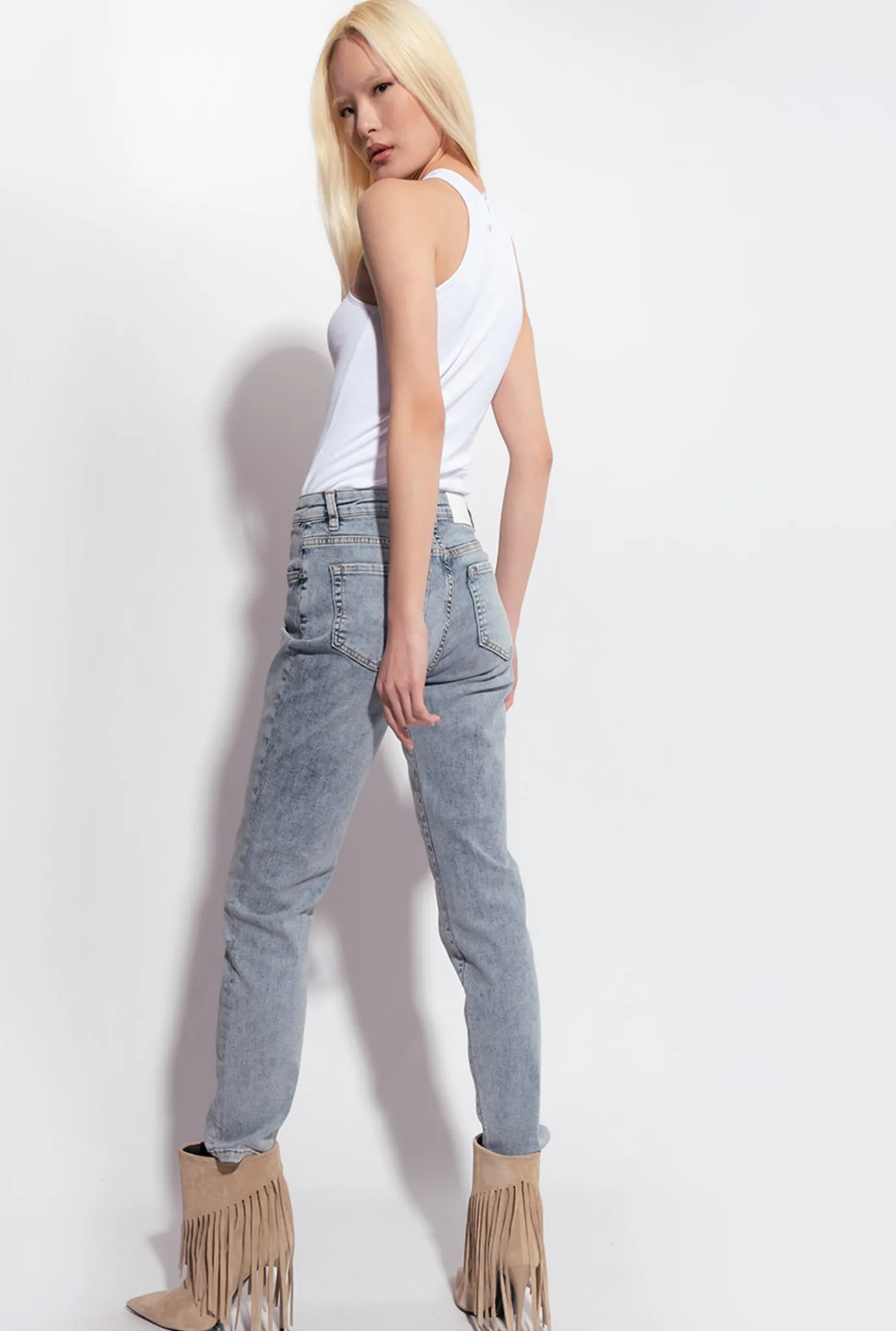 Jeans|PINKO Jean Skinny En Denim Power Stretch Use Delavage Jauni