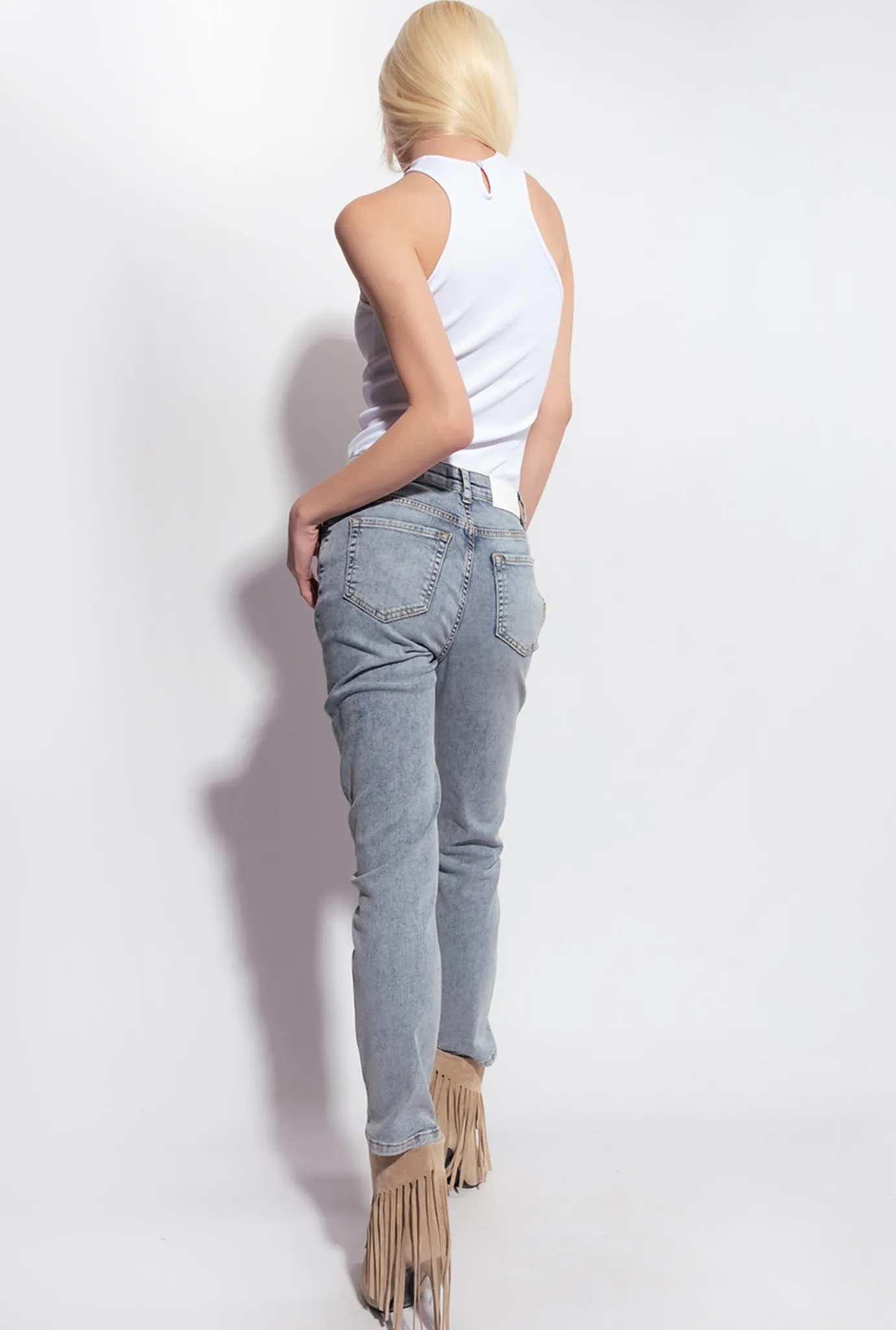 Jeans|PINKO Jean Skinny En Denim Power Stretch Use Delavage Jauni