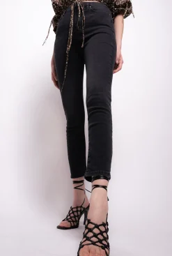 Jeans|PINKO Jean Skinny Noir Avec Ceinture Love Birds Noir Limousine