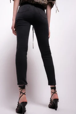 Jeans|PINKO Jean Skinny Noir Avec Ceinture Love Birds Noir Limousine