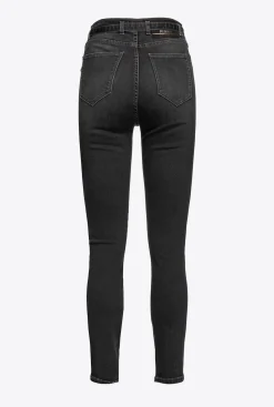 Jeans|PINKO Jean Skinny Noir Stretch Ceinture Noir Limousine