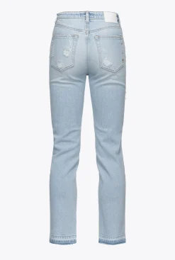 Jeans|PINKO Jean Slim Dechire Et Reprise En Denim Delavage Clair