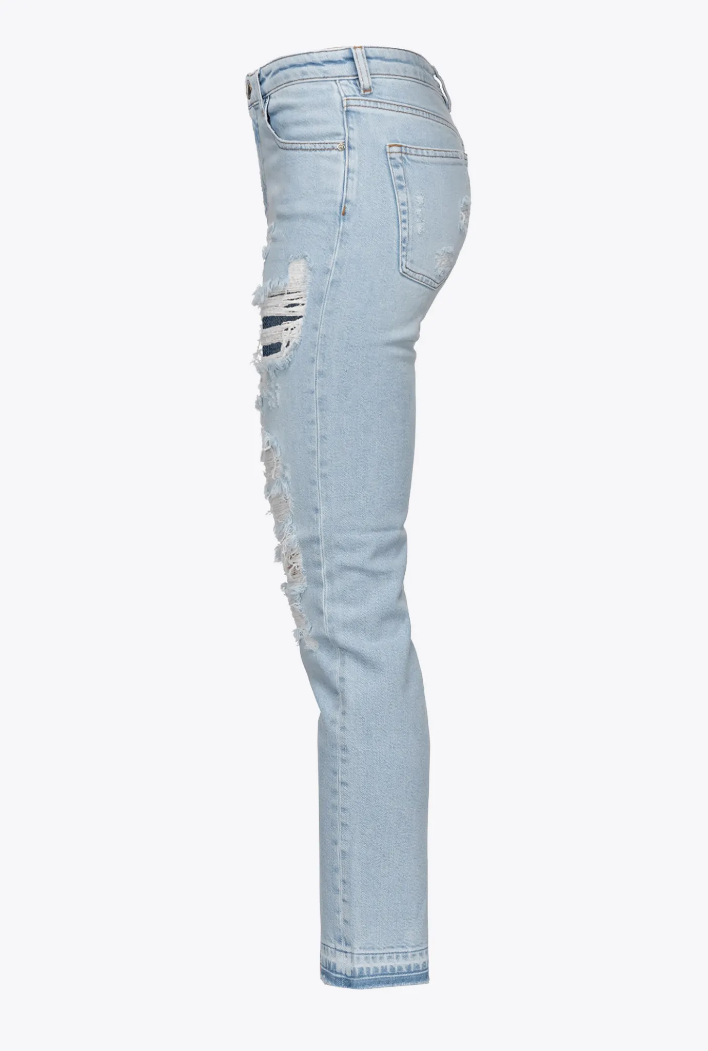 Jeans|PINKO Jean Slim Dechire Et Reprise En Denim Delavage Clair