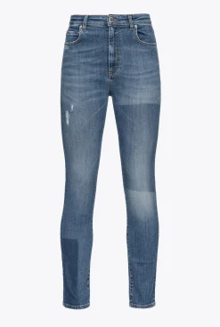 Jeans|PINKO Jean Slim Patchs Laser Delavage Moyen