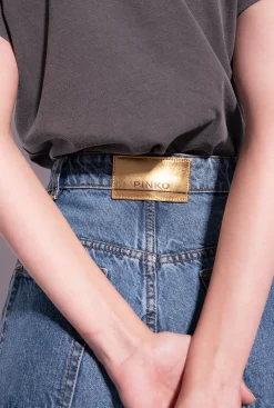 Jeans|PINKO Jean Wide Leg A Boutons Bijoux Bleu-Bleu De Delft