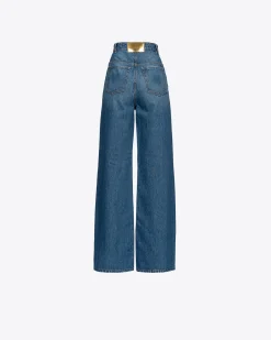Jeans|PINKO Jean Wide Leg A Boutons Bijoux Bleu-Bleu De Delft