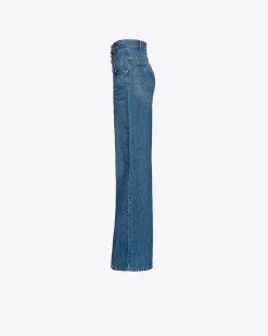 Jeans|PINKO Jean Wide Leg A Boutons Bijoux Bleu-Bleu De Delft