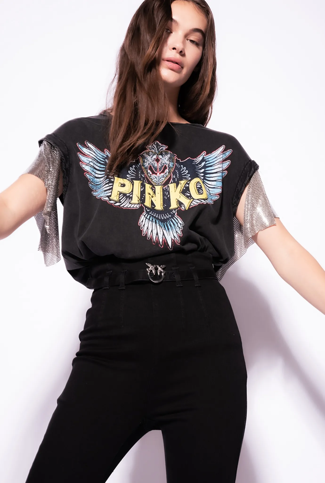 Jeans|PINKO Jeggings Moulants Fendus En Bas Noir Limousine