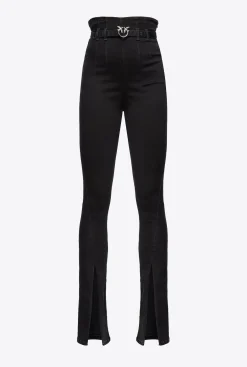 Jeans|PINKO Jeggings Moulants Fendus En Bas Noir Limousine