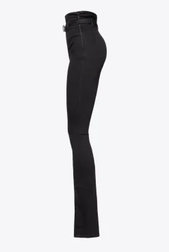 Jeans|PINKO Jeggings Moulants Fendus En Bas Noir Limousine