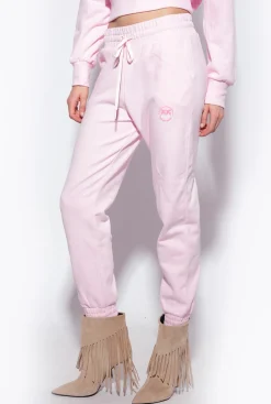 Pantalons|PINKO Jogging A Logo Imprime Lilas Poudre
