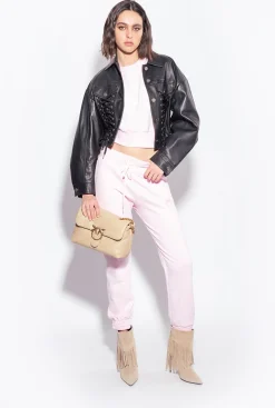 Pantalons|PINKO Jogging A Logo Imprime Lilas Poudre