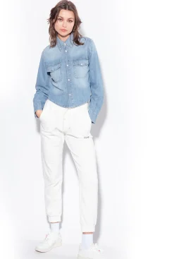 Pantalons|PINKO Jogging A Logo Imprime Blanc Soie