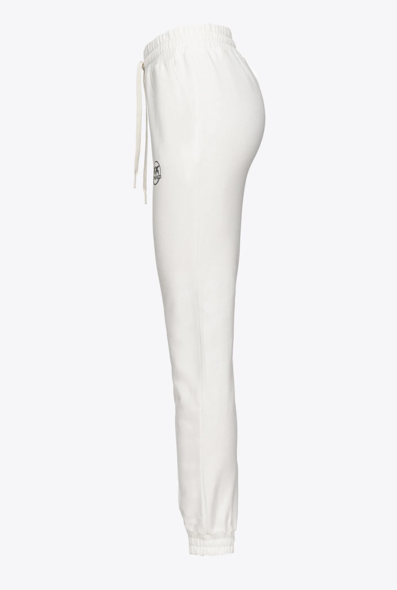 Pantalons|PINKO Jogging A Logo Imprime Blanc Soie
