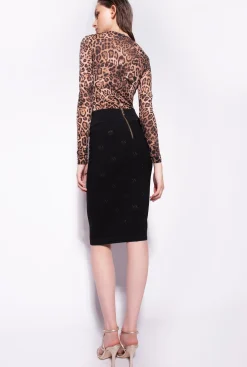 Jupes|PINKO Jupe En Jacquard Love Birds Noir Limousine