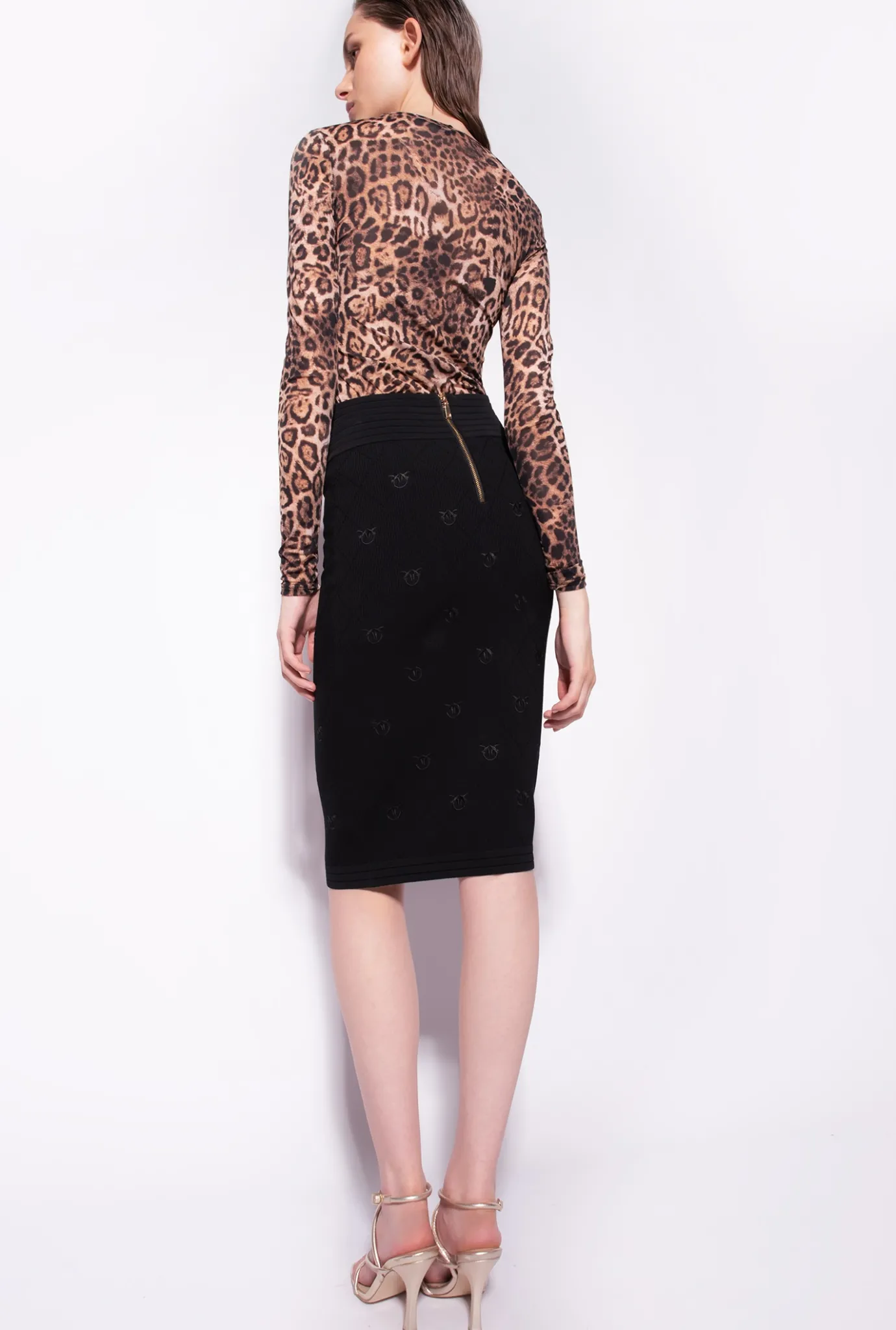Jupes|PINKO Jupe En Jacquard Love Birds Noir Limousine