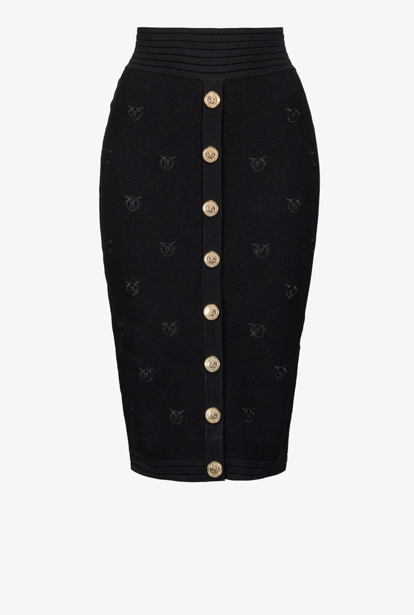 Jupes|PINKO Jupe En Jacquard Love Birds Noir Limousine