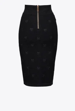 Jupes|PINKO Jupe En Jacquard Love Birds Noir Limousine