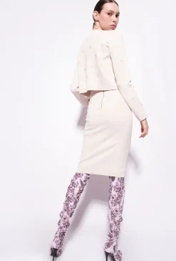 Jupes|PINKO Jupe En Jacquard Love Birds Beige Bouleau