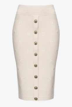 Jupes|PINKO Jupe En Jacquard Love Birds Beige Bouleau