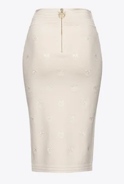Jupes|PINKO Jupe En Jacquard Love Birds Beige Bouleau