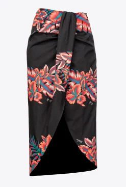 Jupes|PINKO Jupe Longue A Imprime Tropical Multi. Noir/Rouge