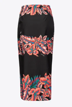 Jupes|PINKO Jupe Longue A Imprime Tropical Multi. Noir/Rouge