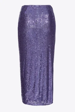 Jupes|PINKO Jupe Longue A Rayures Pailletees Lilas Lavande
