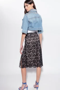 Jupes|PINKO Jupe Longue En Dentelle Noir Limousine