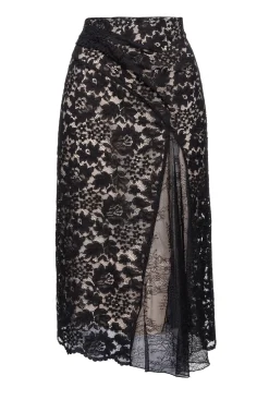 Jupes|PINKO Jupe Longue En Dentelle Noir Limousine