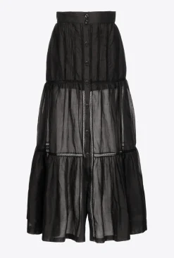 Jupes|PINKO Jupe Longue En Mousseline Noir Limousine