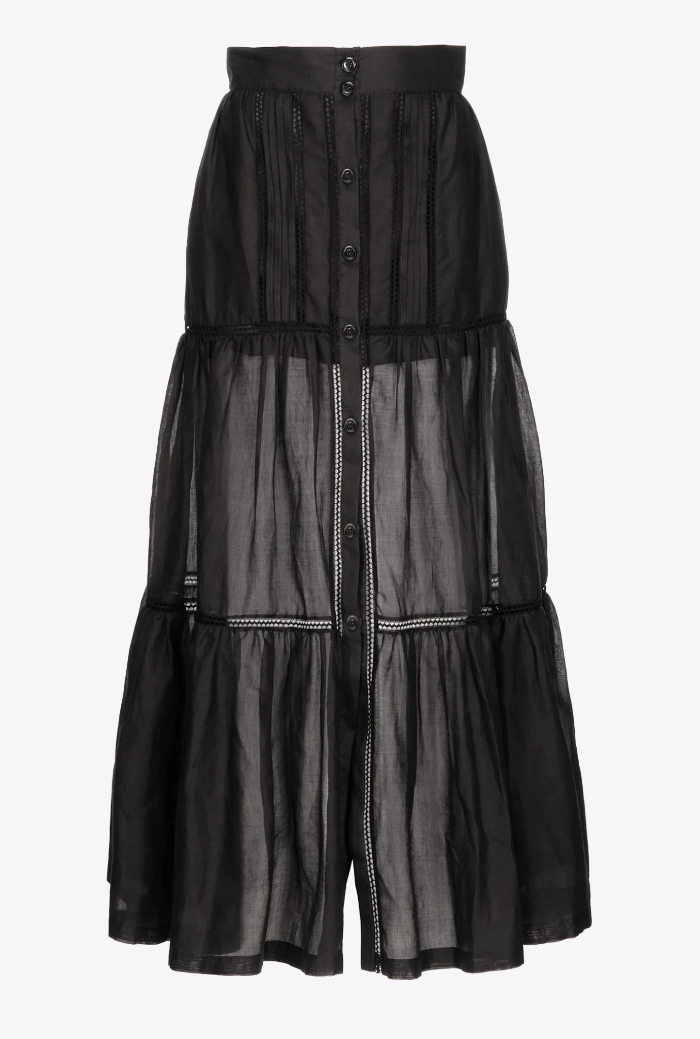 Jupes|PINKO Jupe Longue En Mousseline Noir Limousine