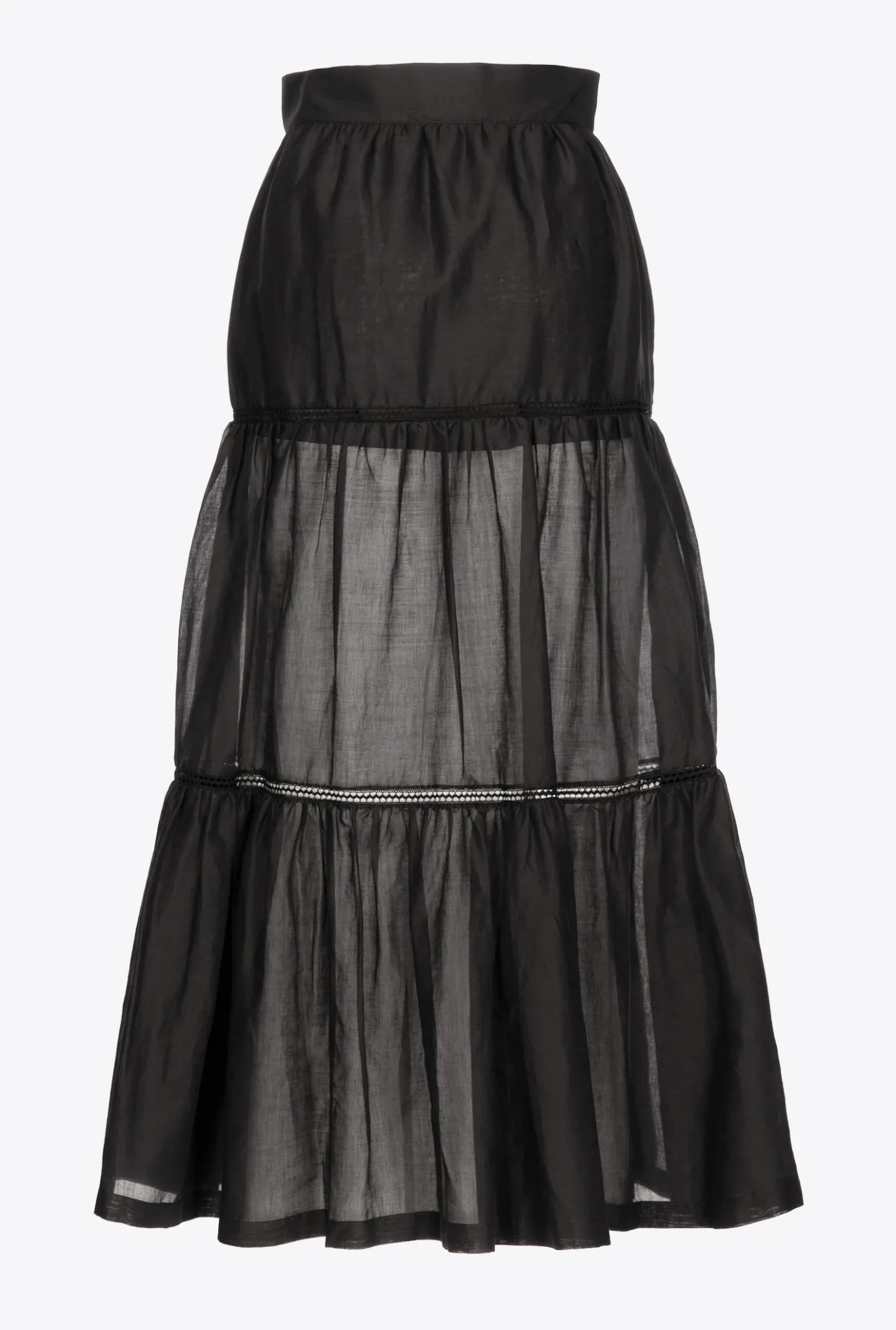 Jupes|PINKO Jupe Longue En Mousseline Noir Limousine