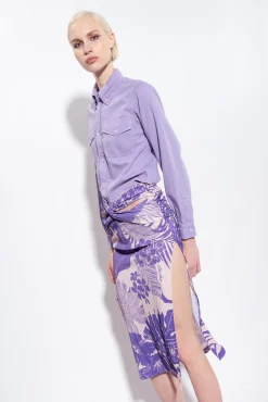 Jupes|PINKO Jupe Midi A Imprime Floral Nude/Violet