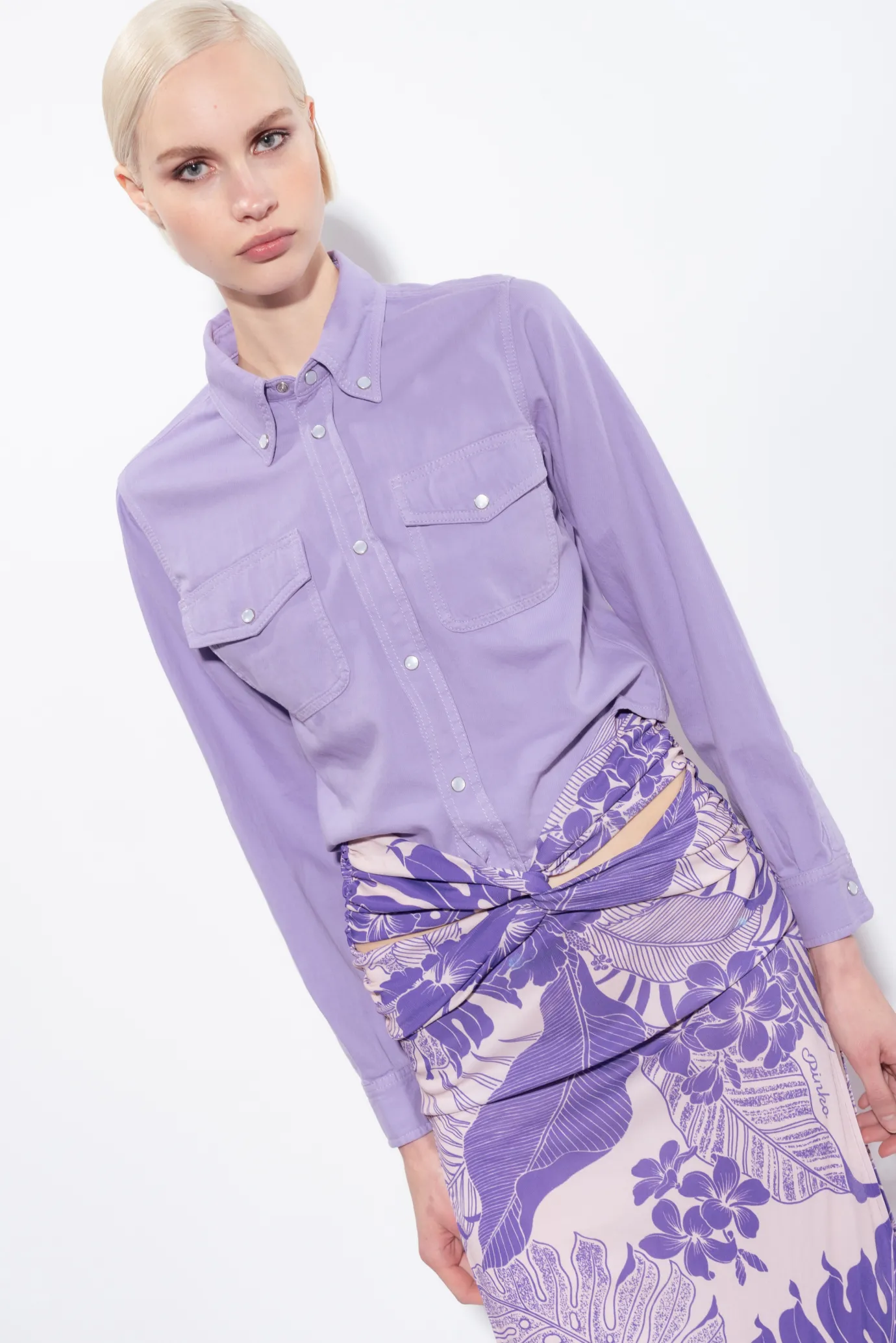 Jupes|PINKO Jupe Midi A Imprime Floral Nude/Violet