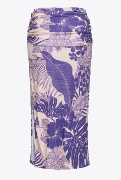 Jupes|PINKO Jupe Midi A Imprime Floral Nude/Violet