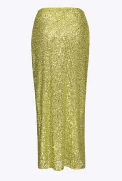 Jupes|PINKO Jupe Midi A Paillettes Vert - Solfatare