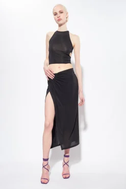 Jupes|PINKO Jupe Midi En Jersey Fluide Noir Limousine