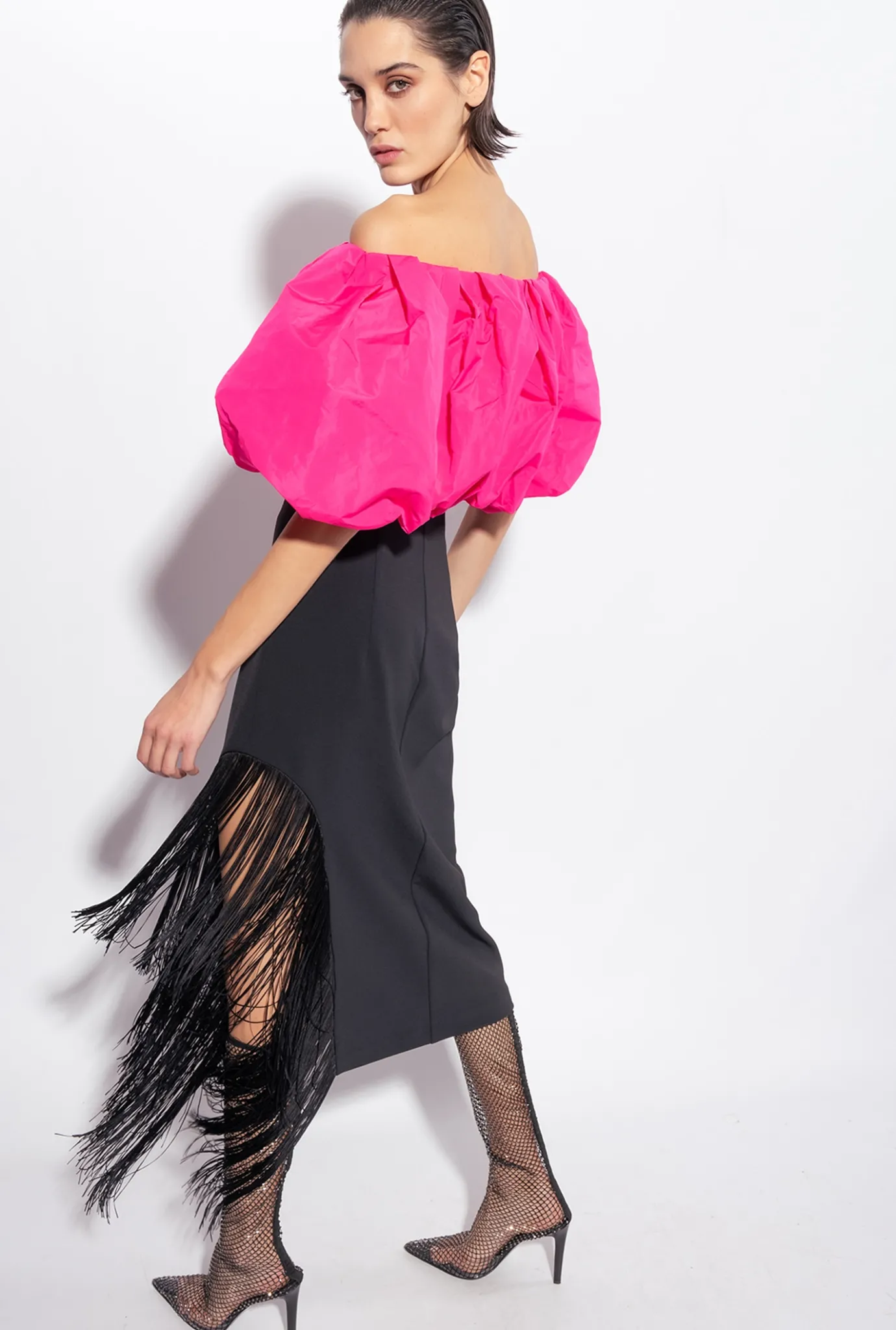 Jupes|PINKO Jupe Mi-Longue A Franges Laterales Noir Limousine