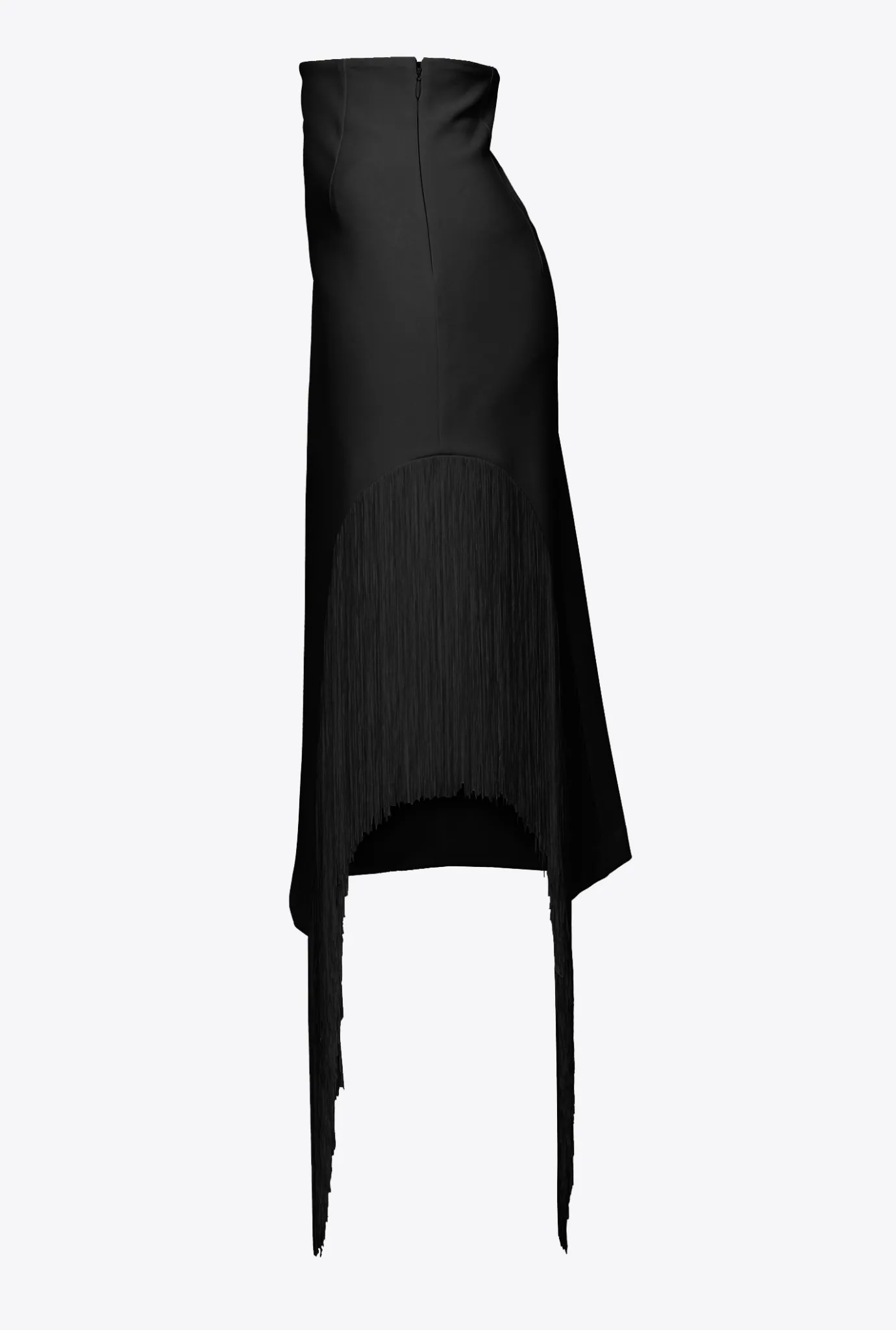 Jupes|PINKO Jupe Mi-Longue A Franges Laterales Noir Limousine