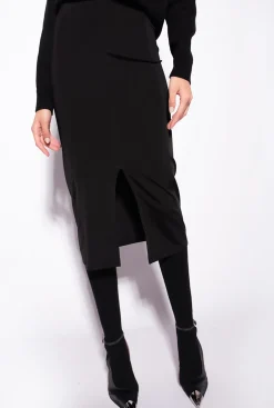 Jupes|PINKO Jupe Mi-Longue Fendue Noir Limousine