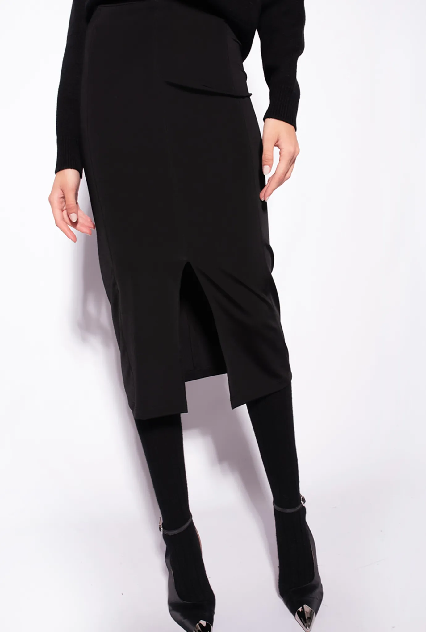 Jupes|PINKO Jupe Mi-Longue Fendue Noir Limousine