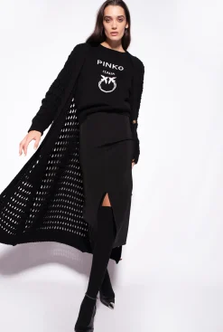 Jupes|PINKO Jupe Mi-Longue Fendue Noir Limousine